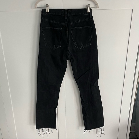 AGOLDE Cherie High Rise Straight Leg Jeans in Distortion Black Distressed 24 - Picture 4 of 15